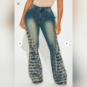 NEW!!! Women’s Distressed Flare Jeans - Blue